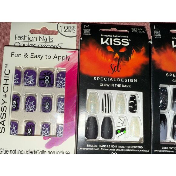🎃 Halloween Glow-in-the-Dark Press-On Nail Bundle – KISS – Brand New - Picture 3 of 3